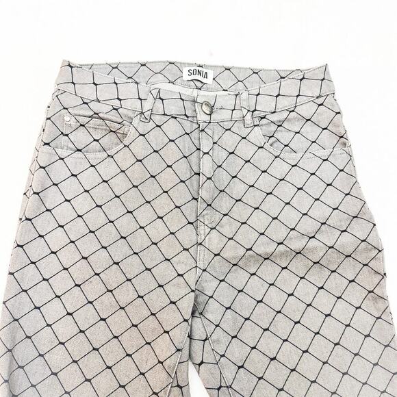Sonia Rykiel Gray Chain Link Patterned Slim Leg Denim Jeans Size 38 - Picture 6 of 9